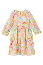 Kids Rainbow Printed Asymmetric Dress